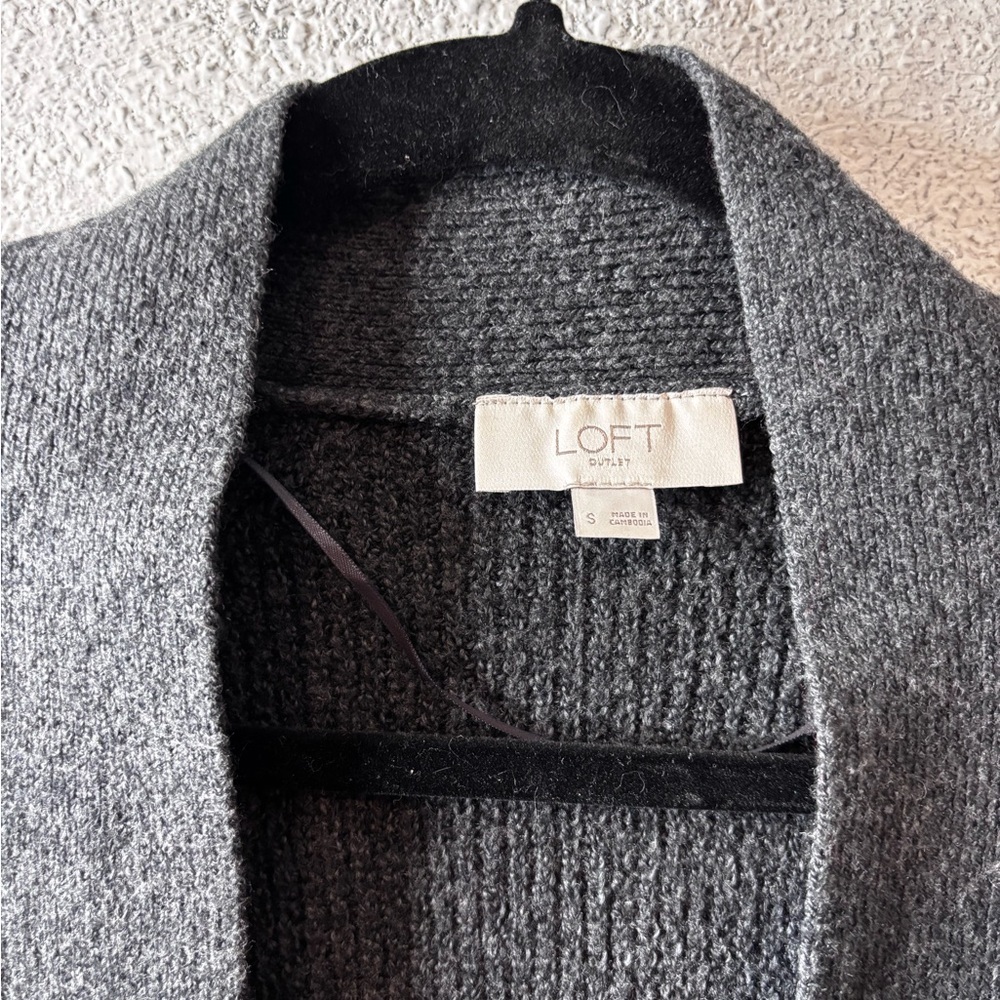 LOFT Gray Open Front Cardigan - Picture 6 of 6